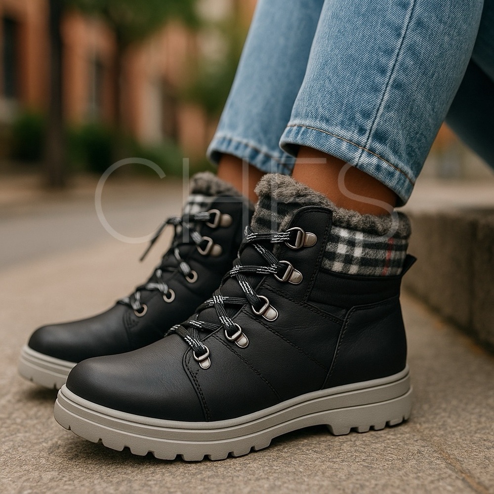 CAPRICE Ankle Boots Hiking Black/Textile Germany Women's Size 7 NWOB